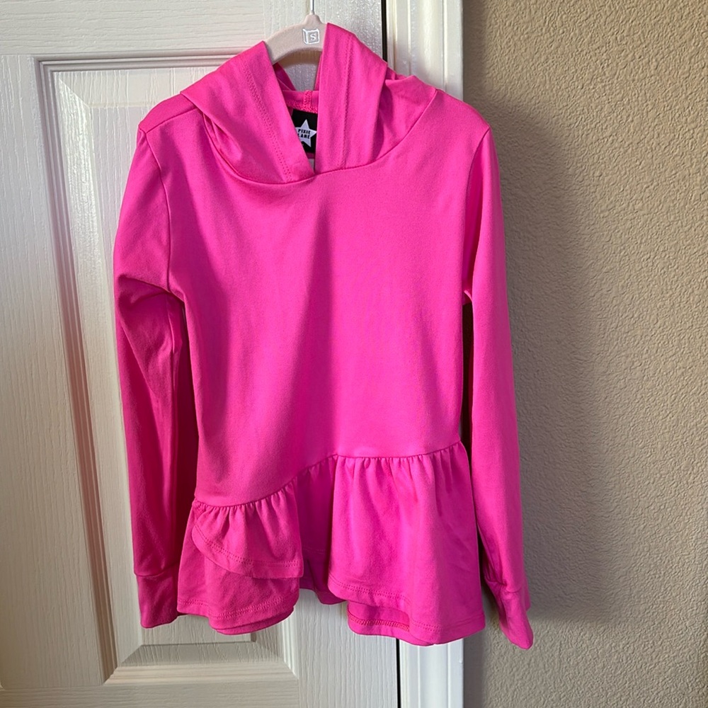 Thin hooded hot pink pullover